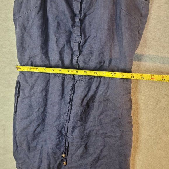 Cynthia Rowley Womens Linen Summer Dress 4 Halter Pockets Blue - Picture 9 of 15